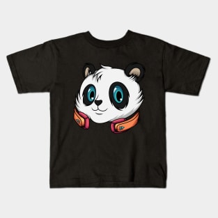 Happy Panda listen music Kids T-Shirt